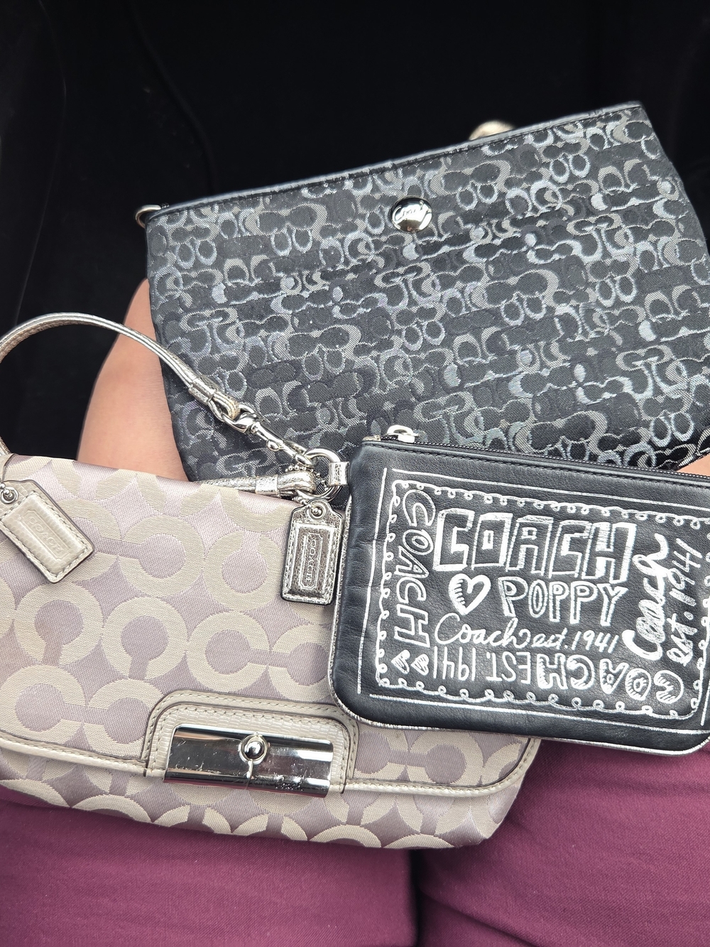 Coach Mixed Signature Wristlet & Pouch Bundle